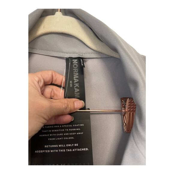 Norma Kamali Oversized Single Breasted Jacket Reflective Stretch Gray Size M/38 - Picture 7 of 14